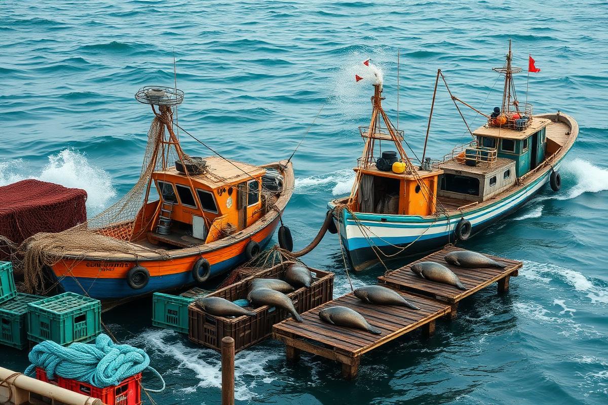 Fishing vessels and marine product handling on the Liberian coast